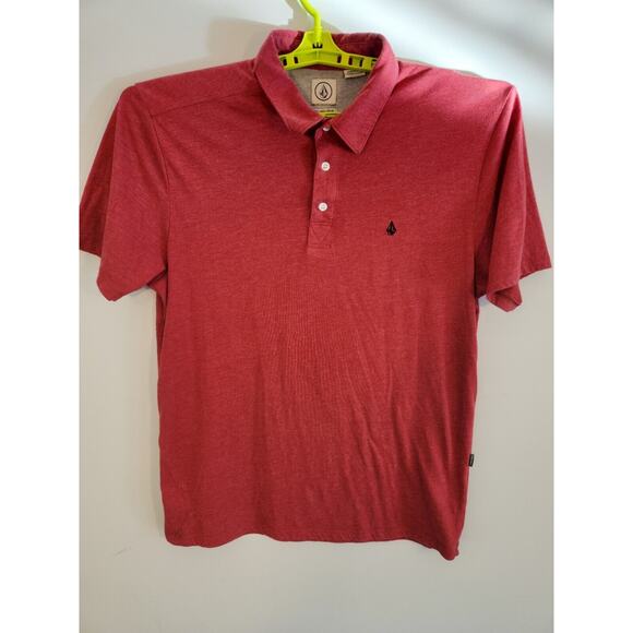 Volcom Polo Shirt Mens Large Red Short Sleeve Golf Skate Street Urban Preppy - Picture 3 of 11